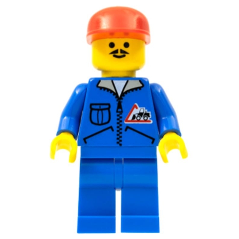 Lego Minifigure Town Town Jr. jbl009 Bulldozer Logo - Blue Legs, Red Cap