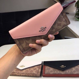 ส่งฟรี กระเป๋าสตางค์ใบยาว COACH 31547 SOFT WALLET IN COLORBLOCK SIGNATURE CANVAS