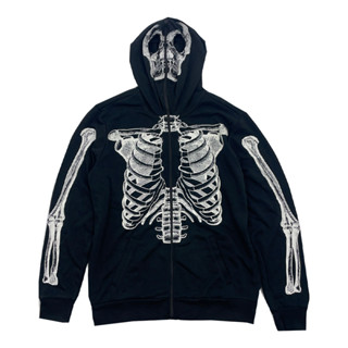 เสื้อกันหนาว Social Collision Skeleton Face Full-Zip Hoodie