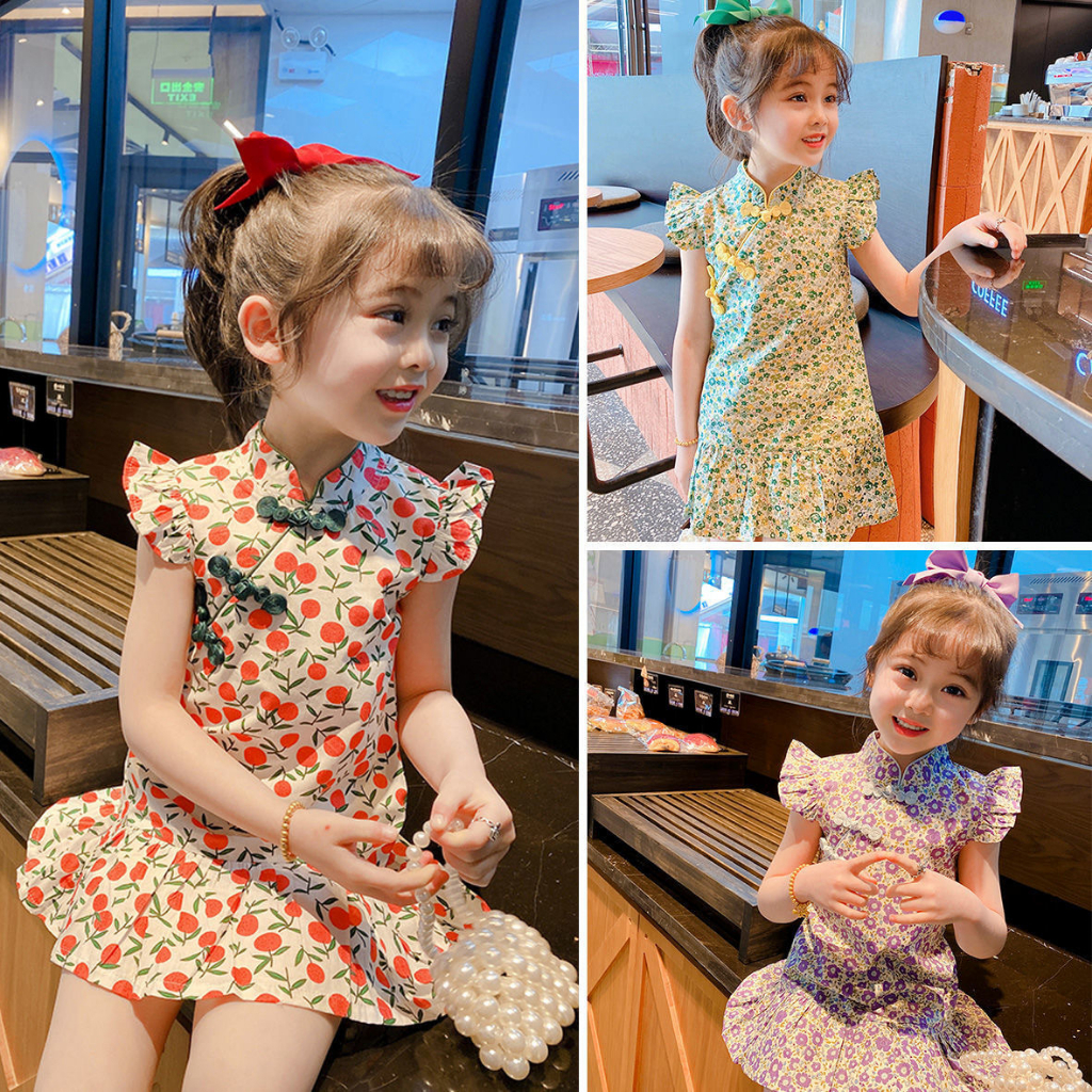 Hot! กระโปรงเด็ก กี่เพ้า กระโปรงตรุษจีน กี่เพ้าตรุษจีน ผ้าดีใส่สบาย size 1-7ปี ( PFQ6166 )