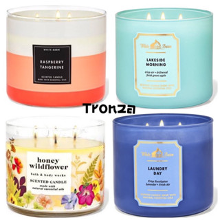 เทียนหอม 3 ไส้ Bath &amp; Body Work raspberry tangerine,laundry day,LAKESIDE MORNING,honey wildflower, 3 Wick Candle