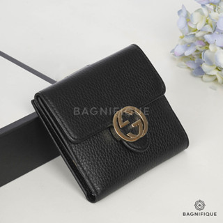 GUCCI INTERLOCK WALLET SHORT BLACK TANNED SHW