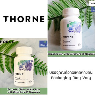 Thorne Research -  Ferrasorb Iron with Cofactors 60 Capsules เฟอร์ราซอร์บ ธาตุเหล็กที่มีโคแฟกเตอร์