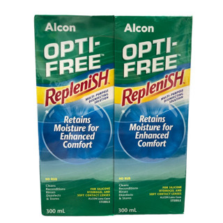 **แพคคู่ Alcon OPTI-FREE Replenish ขนาด 300 ml. น้ำยาล้างคอนแทคเลนส์ น้ำยาทำความสะอาดคอนแทคเลนส์