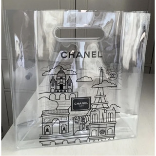 กระเป๋าชาแนล ใส Chanel Novelty Clear purse tote hand bag กระเป๋าใส ของแถมน้ำหอมชาแนล ขนาด 25.5cmx27cmx10cm