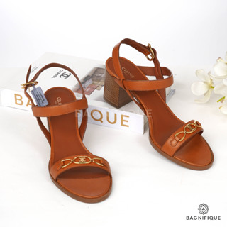 CELINE MULES SHOES 39 BROWN CALF GHW