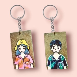 💥ซื้อ10 แถม 2💥 พวงกุญแจ แบบน่ารักๆ รูปคนแบบการ์ตูน ผู้หญิง ผู้ชาย ✅เขียนชื่อฟรี‼✅