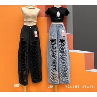 Order Volume jeans กางเกงยีนส์เอวสูงทรงขากระบอกใหญ่แต่งขาดเยอะเซอร์เซ็กซี่ y2k jeansdede