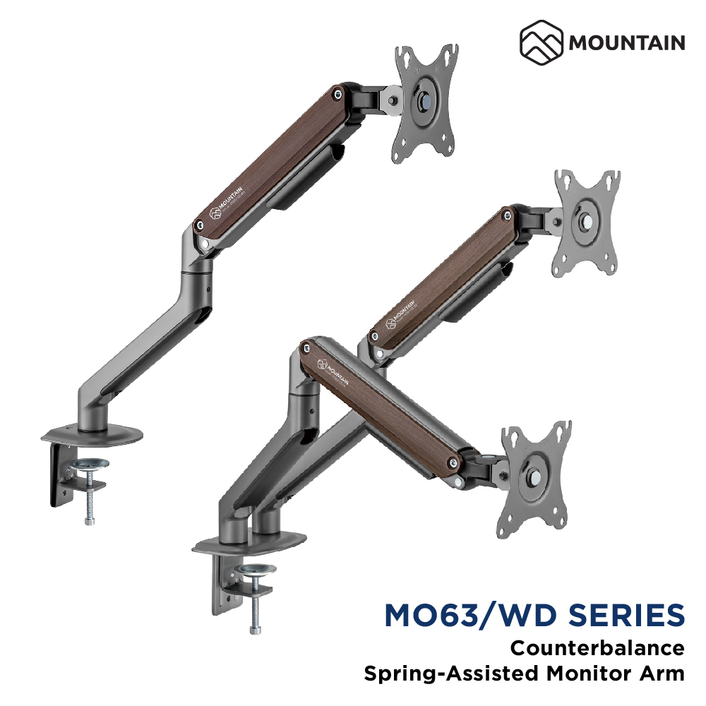 Mountain ขาตั้งจอคอม 1 จอ , 2 จอ รุ่น MO63/WD-1M , MO63/WD-2M Spring Assisted Ergonomic Monitor Arm