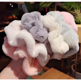AAE-ยางรัดผม แบบหนานุ่ม ยึดหยุ่นสีพื้นสไตล์เกาหลี(พร้อมส่งจากไทย)