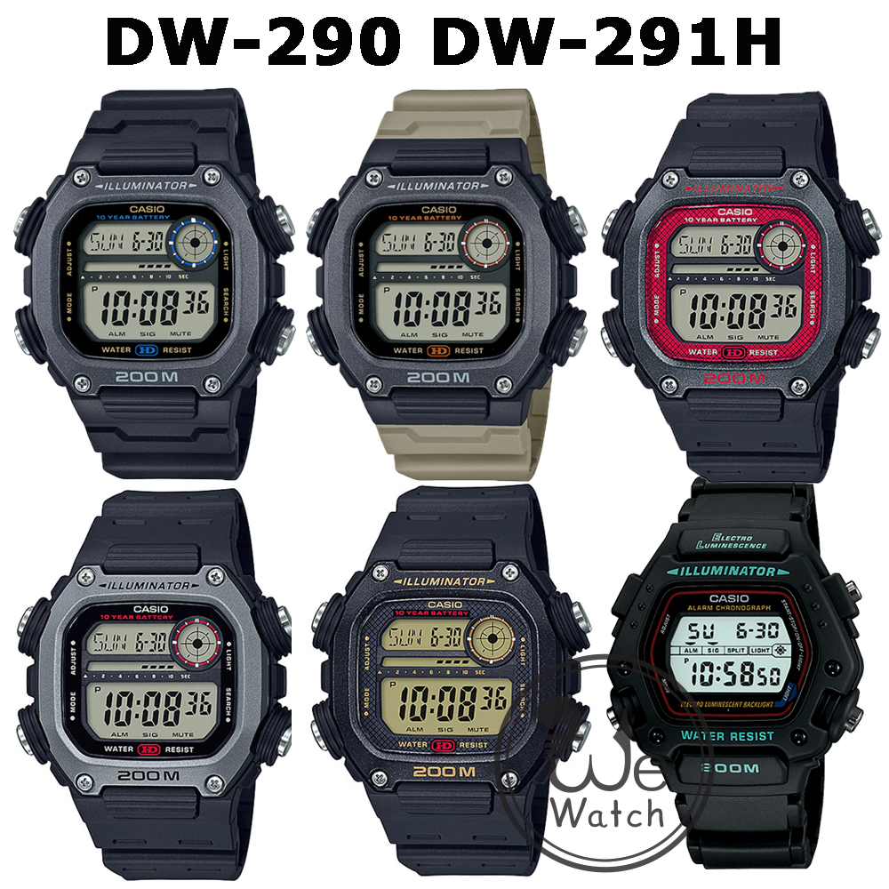 CASIO ของแท้ รุ่น DW-290 DW-291H นาฬิกา DIGITAL สายเรซิ่น พร้อมกล่องและรับประกัน 1ปี DW290 DW291 DW-