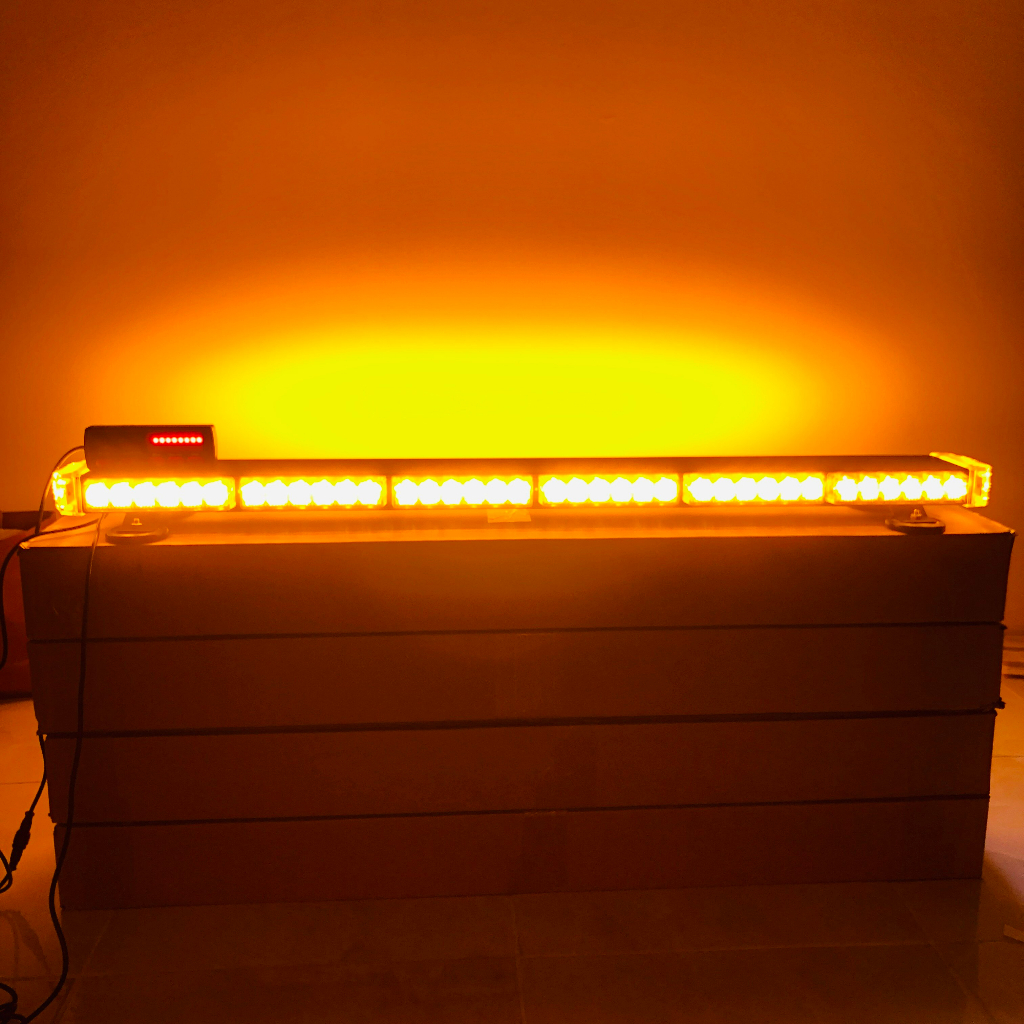 หลอด LED ไฟไซเรน ไฟติดหลังคา 95cm 6ท่อน 4หน้า มีข้าง 6W 12V พร้อมขาแม่เหล็ก สีเหลือง