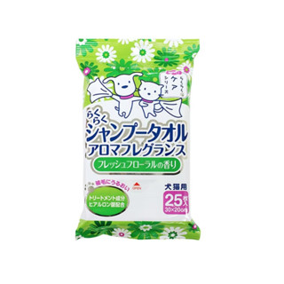 Rakuraku CS42 Wet wipe (FRESH FLORAL) 25 Sheet ผ้าเปียกเช็ดทำความสะอาดผสมแชมพู สำหรับสัตว์เลี้ยง กลิ่นเฟรช ฟลอรัล