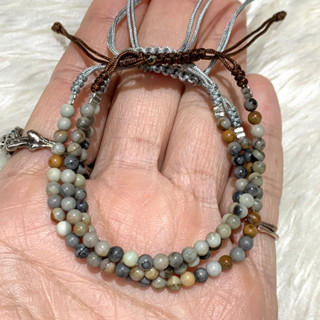 กำไลข้อมือ เชือกถัก แจสเปอร์ ทะเลทราย Desert Jasper 3 mm หินแท้100% *ฟรีไซต์* (ราคาต่อเส้น)