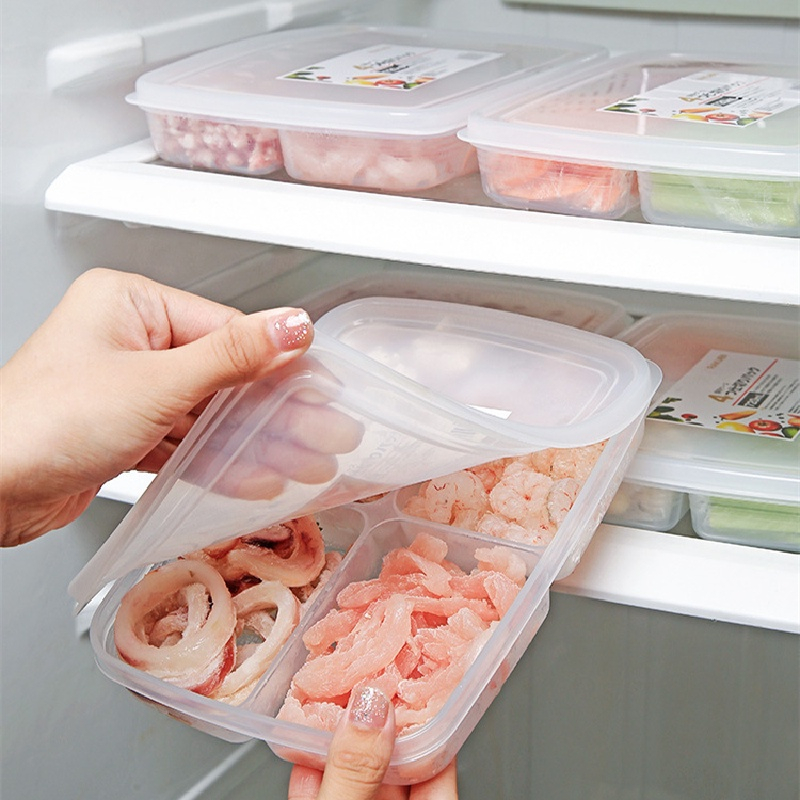 ถูกสุด กล่องถนอมอาหาร 4ช่อง กล่องเก็บเนื้อสัตว์ในตู้เย็น กล่องเก็บผักในตู้เย็น กล่องเก็บอาหาร กล่องเก็บอาหารในตู้เย็น