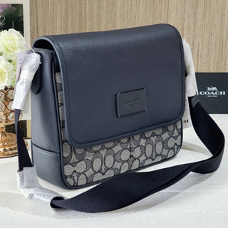 🎀 (สด-ผ่อน) สะพายชายฝาพับ สีดำลายซี C5387 / CE534 Navy Midnight COACH THOMPSON MAP BAG IN SIGNATURE JACQUARD