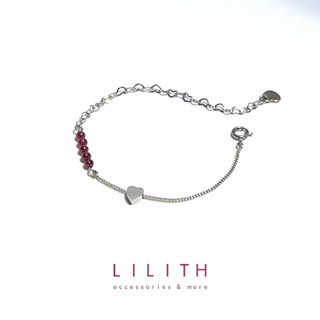 Lilith - Lucky Heart Bracelet สร้อยข้อมือ หินนำโชค โกเมน จี้หัวใจ