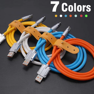 สายชาร์จ 120W 6A Super Fast Charge TypeC, iP, Micro USB ซิลิโคนเหลว ชาร์จเร็ว 1 เมตร , 2 เมตร (OD6.0)