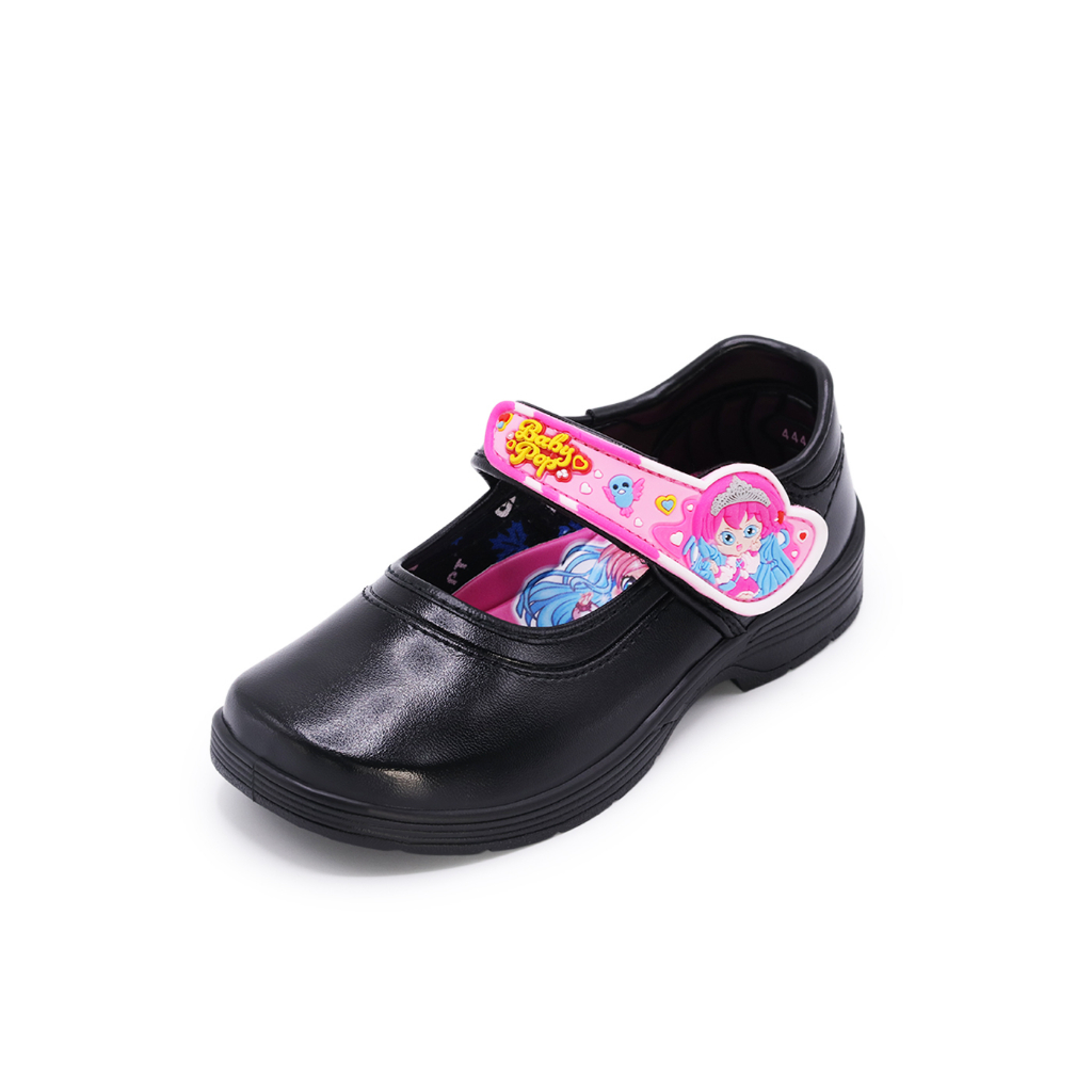 Popteen รองเท้านักเรียน รองเท้าอนุบาลหญิง รุ่น Baby Pop (444) สีดำ ไซซ์ 26-31