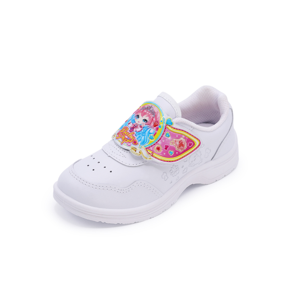 POPTEEN รองเท้าป๊อปทีน รองเท้านักเรียน รองเท้าอนุบาลหญิง รุ่น Baby Pop (555) สีขาว ไซซ์ 26-31