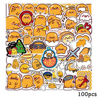 สติ๊กเกอร์ Gudetama 419 กุเดทามะ 100ชิ้น น้องน่ารักมาก ไข่ขี้เกียจ ไข่ ขี้เกียจ ไข่เจียว เหลือง ไข่เจียว ญี่ปุ่น คิตตี้