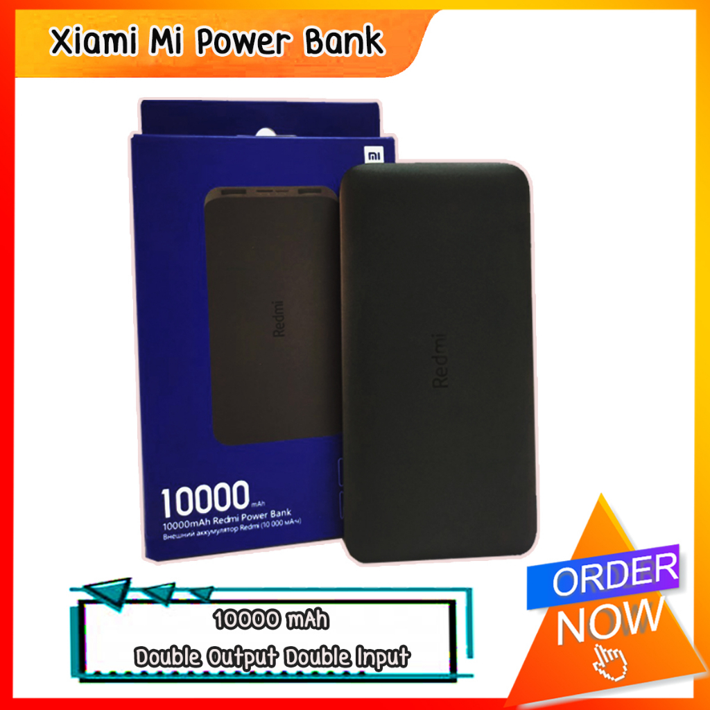 Xiaomi Mi 10000mAh Redmi Power Bank - สีดำ แบตเตอรี่สำรอง