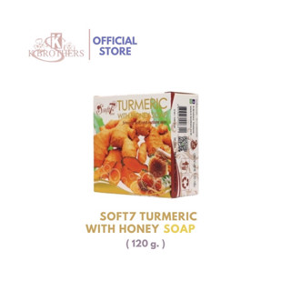 [ 200THB/6PCSS.SOFFT7 ] TURMERIC WITH HONEY SOAP สบู่ขมิ้นผสมน้ำผึ้ง ขนาด 120G