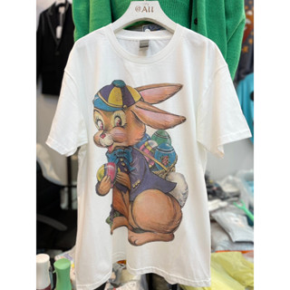NEW น้องกระต่าย 🔥งานป้าย Gildan ⚡️เสื้อยืดผ้าฟอก Unisex Cotton 💯 งานใหม่ ทำเก่า ผ้าฟอกเฟดนุ่ม ไร้ตะเข็บข้าง สกรีนหน้า⚡️⚡