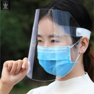 Face shield😷หน้ากากใส //ดึงเปิดปิดได้// ชนิดยางยืดพร้อมกับแผ่นพลาสติกใส ป้องกันเชื้อไวรัสได้ 99.99%