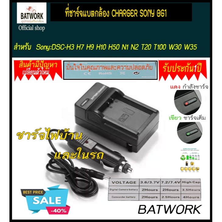 แท่นชาร์จแบตเตอรี่กล้อง 'CHARGER SONY BG1 สำหรับ Sony:DSC-H3 H7 H9 H10 H50 N1 N2 T20 T100 W30 W35 W5