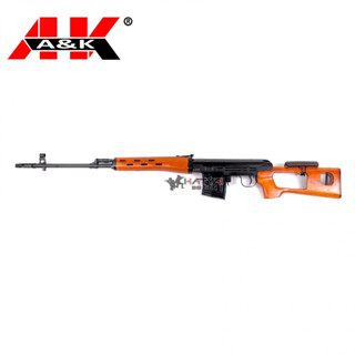 A&amp;K SVD DRAGUNOV AEG WOOD AIRSOFT SNIPER RIFLE ระบบไฟฟ้า แถมลูกบีบี ~ 1,000 นัด เป้ากระดาษ,ของเล่นบีบีกัน