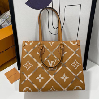 Louis Vuitton Geant on the go MM งานสุดสลับเเท้ สวยมาก ทำจากหนังเเท้ ขนาดใหญ่กำลังดีจุใจมาก