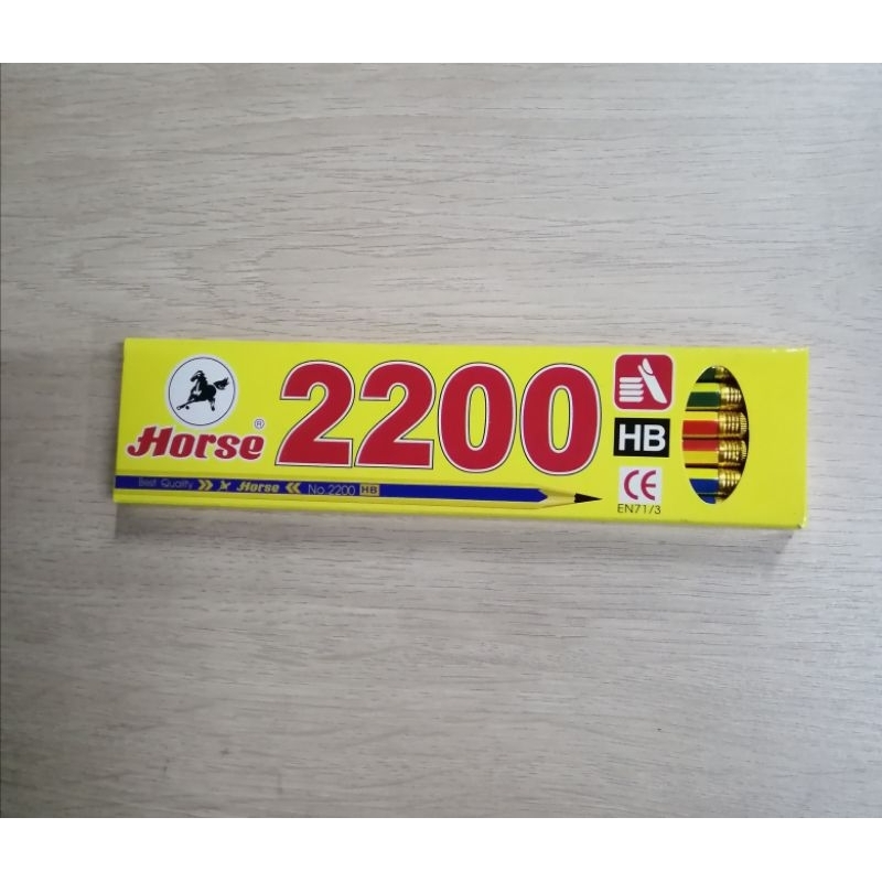 ดินสอดำ​ ตราม้า​  No.2200​  HB​  (1x12​ แท่ง)​ ตัวด้ามคละสีในกล่อง