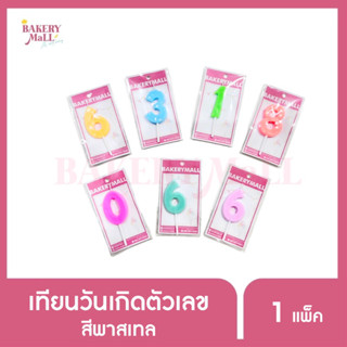 เทียนวันเกิดตัวเลข 0-9 (สีพาสเทล) (1ชิ้น/แพ็ค)