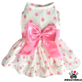 Pet clothes -Doggydolly  เสื้อผ้าแฟชั่น น้องหมาน้องแมว  ชุดกระโปรงแขนกุด ลายจุด   D619  ขนาด1-9โล