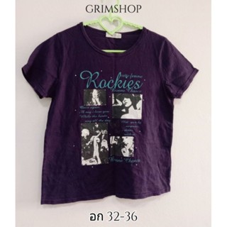 เสื้อยืดสกรีนลายสีม่วง Rockies สไตล์แฟรี่ y2k น่ารักมาก สภาพนางฟ้า งานหายาก พร้อมส่งไม่ต้องรอ มีเก็บเงินปลายทาง