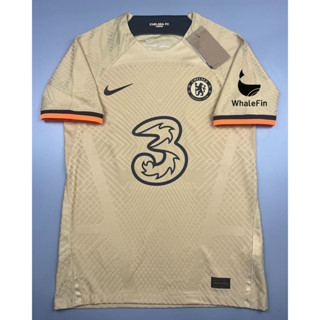 เสื้อบอล เพลเย่อ เชลซี เยือนสาม สีทอง 2022-23 Player Chelsea Third 2022 ผ้าทอเกรดดีที่สุด พร้อมสปอนเซอร์แขน Whalefin
