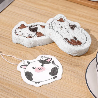ฟองน้ำ ฟองน้ำล้างจาน ฟองน้ำเยื่อไม้บีบอัด อเนกประสงค์ ลายสัตว์น่ารัก ไม่ทำลายเคลือบผิว