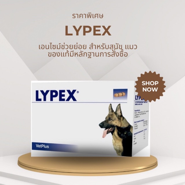 พร้อมส่ง ถูกมาก ส่งไว แท้💯  Lypex vetplus เอนไซม์ช่วยย่อยอาหารสำหรับสุนัขและแมว มีแบ่งขาย หมดอายุ08/