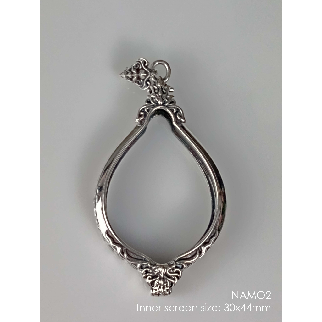 NAMO2Silver925 amulet casing inner screen size 30x44mm กรอบพระเงินแท้925 สำหรับเหรียญหรือพระลอยองค์