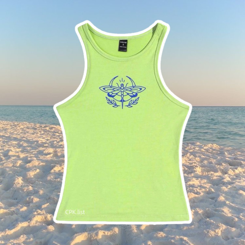 Y2K Tina Tank Top 💚 เสื้อกล้าม Y2K เข้ารูป สีเขียวอ่อน พร้อมส่ง