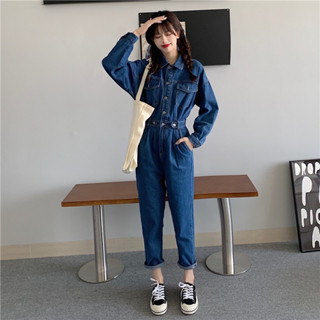 Many Jeans Jumpsuits จั๊มสูทเสื้อเชิ้ตแขนยาวพร้อมส่ง