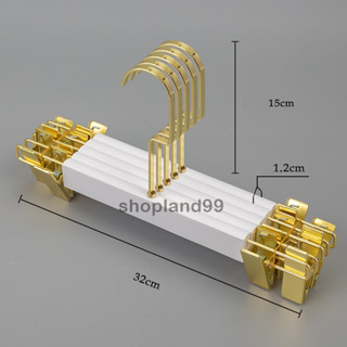 ไม้แขวนไม้ ไม้แขวนกางเกง ไม้แขวนกระโปรง ไม้หนีบกางเกง สีขาว รหัสHG265 แพค5อัน