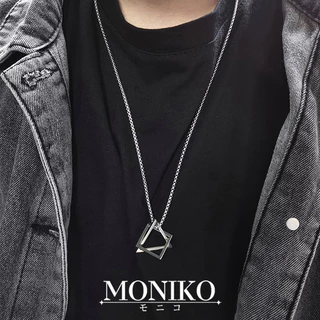 MONIKO สร้อยคอโซ่โลหะทรงสามเหลี่ยมสไตล์วิน เหมาะสําหรับผู้หญิงและผู้ชาย