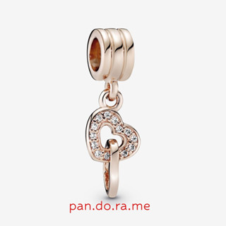 [พร้อมส่ง สินค้าแท้ 💯 ] ติ้งหัวใจโรส รุ่น Interlocking Hearts Dangle Pandora Charm