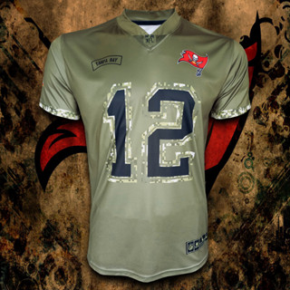 เสื้อยืด อเมริกันฟุตบอล NFL ทีม แทมป้าเบย์ บัคคาเนียร์ส / Limited Jersey - Olive รุ่น Tom Brady#12 #AF0010 ไซส์ S-5XL