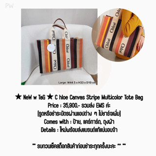 ★ NeW w TaG ★ C hloe Canvas Stripe Multicolor Tote Bag