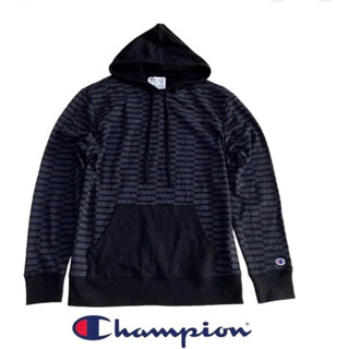 เสื้อฮูด Champion all overprint hoodie/black  ของแท้ 100%