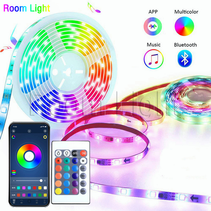 【รับประกัน10ปี】ไฟเเต่งห้อง ไฟ LED แบบเส้น RGB การซิงโครไนซ์เพลง การไล่ระดับสีที่มีสีสัน  ขนาด 5ม. 10ม. 15ม. 5050