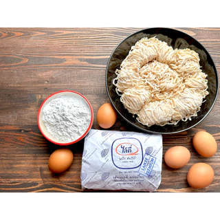 บะหมี่ไข่ไล้กี่ เส้นแบนหรือเส้นเป๊าะ(มี 10 ก้อน (600 กรัม)) ปลอดภัยไม่มีสารกันบูด